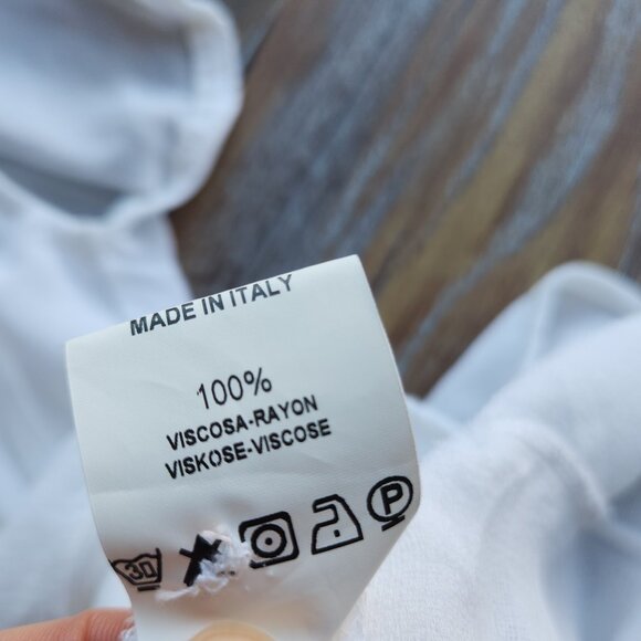 Transit Par Such Made in Italy White Sheer Chiffon Drop-Shoulder Shirt Button-Up - Picture 10 of 12